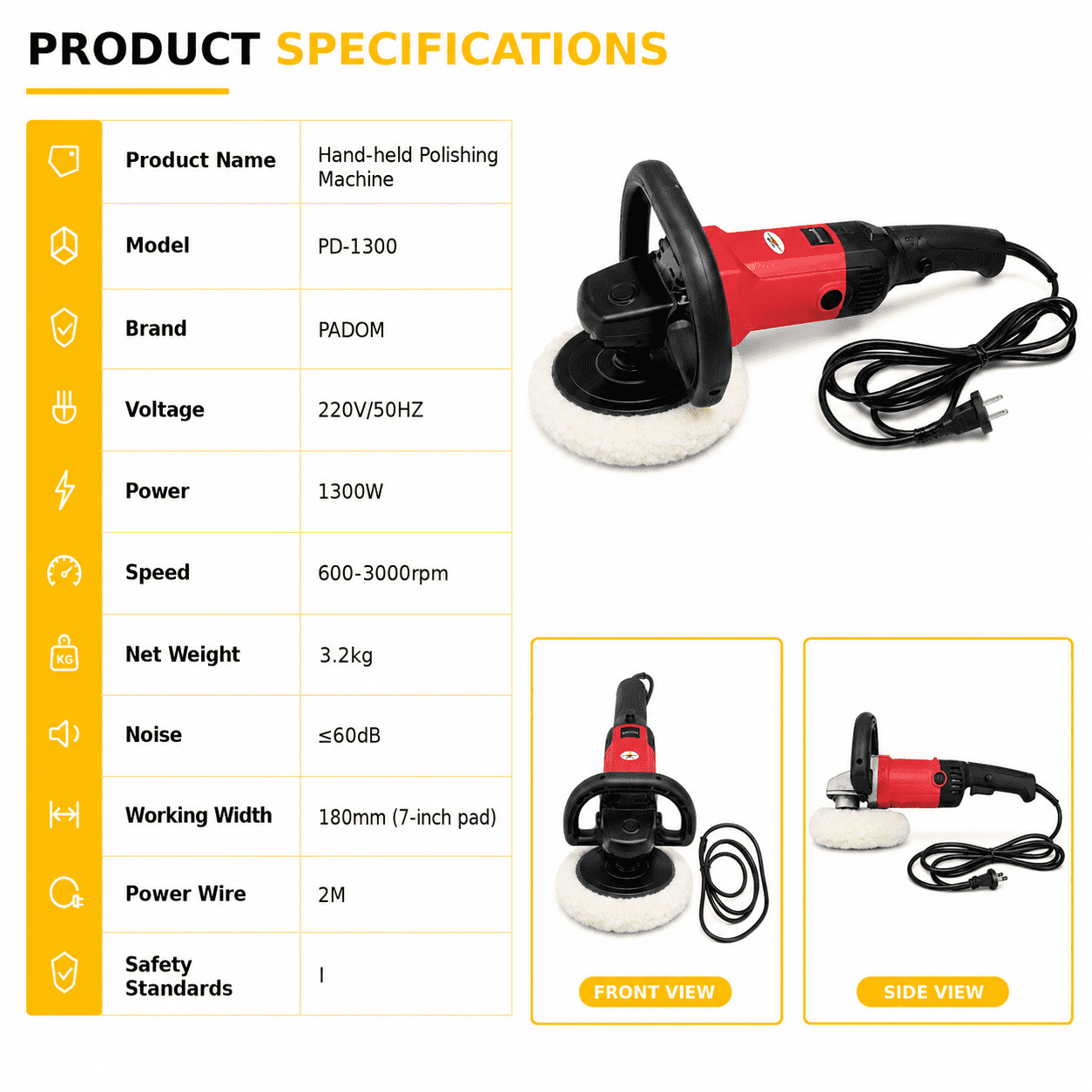 PADOM PD-1300 Handheld Portable Polishing Machine
