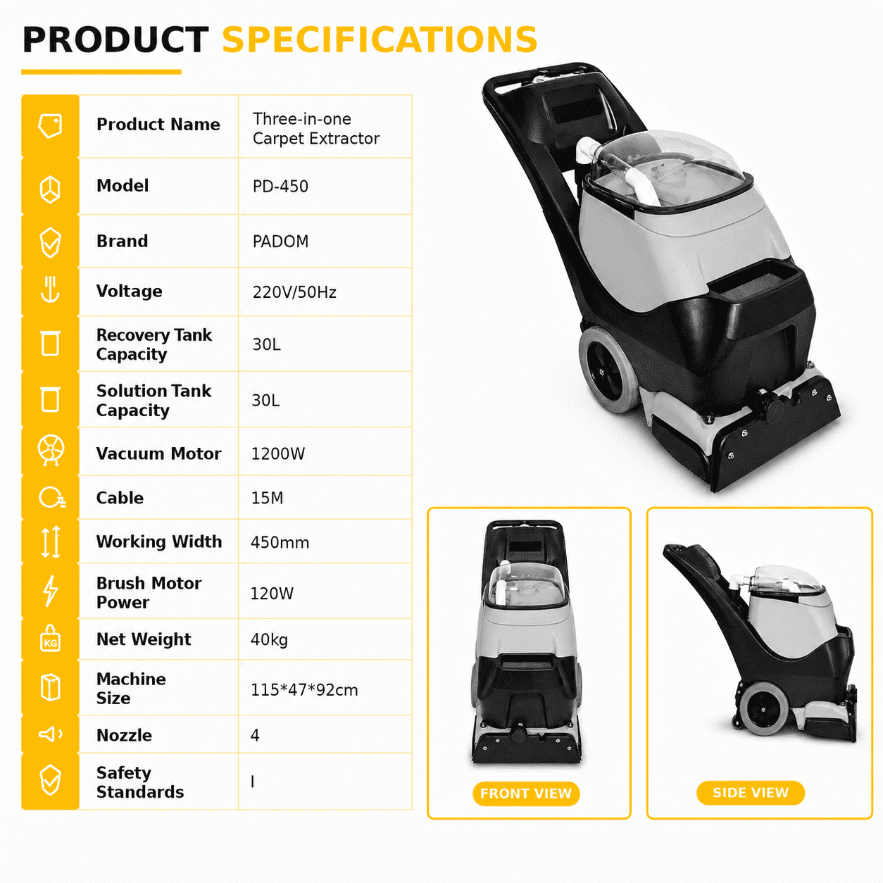 PADOM PD-450 Commercial Carpet Cleaning Machine
