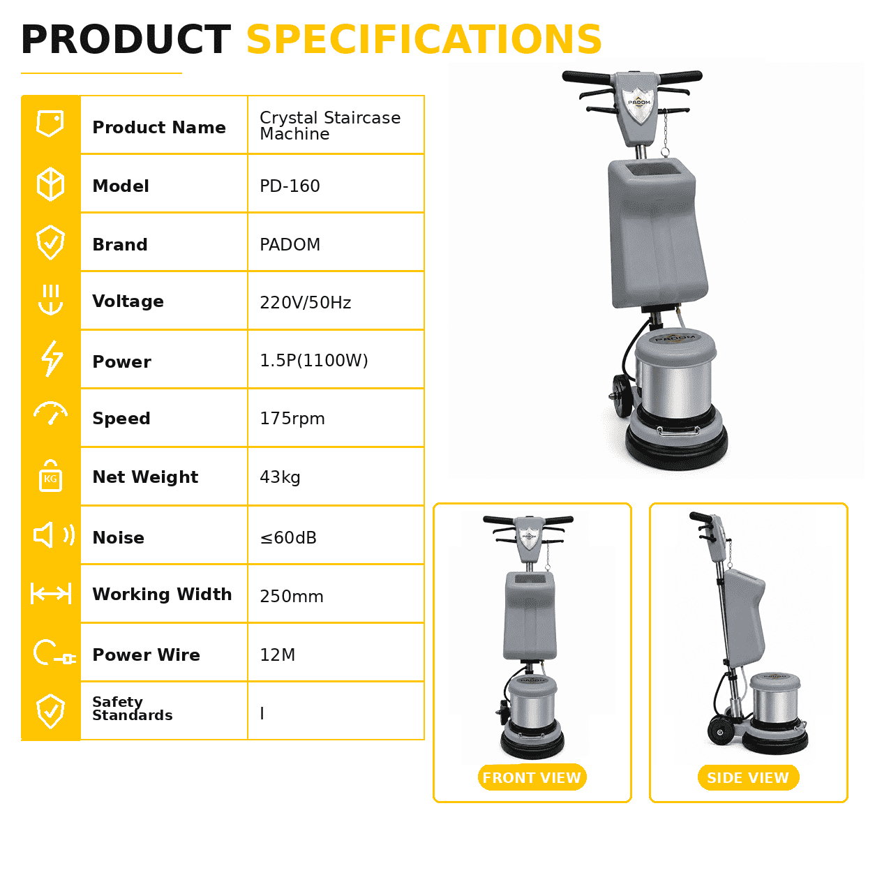 PADOM PD-160 Stair Stone Crystalizing Machine